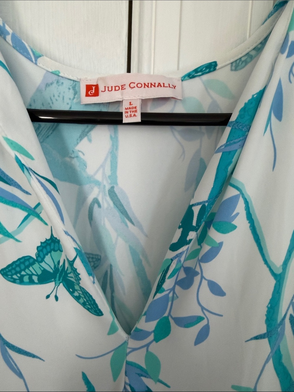 Jude Connally White Midi Dress with Turquoise Botanical & Bird Print - Picture 2 of 3